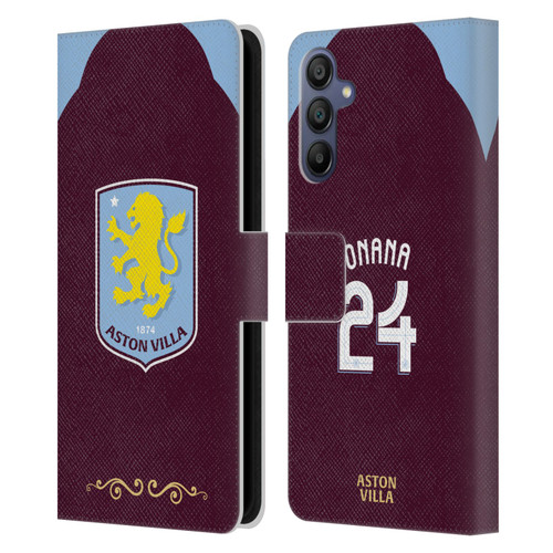 Aston Villa Football Club 2025/26 Players Home Kit Amadou Onana Leather Book Wallet Case Cover For Samsung Galaxy A15