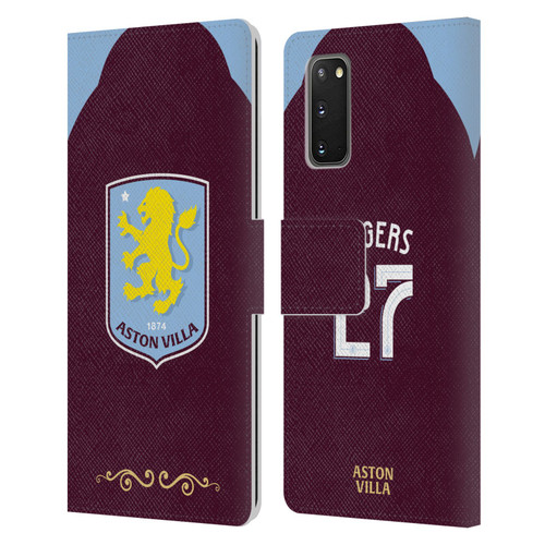 Aston Villa Football Club 2025/26 Players Home Kit Morgan Rogers Leather Book Wallet Case Cover For Samsung Galaxy S20 / S20 5G
