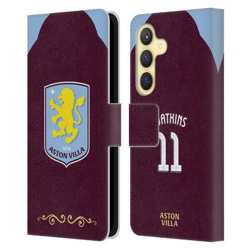 Aston Villa Football Club 2025/26 Players Home Kit Ollie Watkins Leather Book Wallet Case Cover For Samsung Galaxy S24 5G