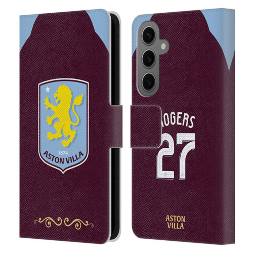 Aston Villa Football Club 2025/26 Players Home Kit Morgan Rogers Leather Book Wallet Case Cover For Samsung Galaxy S25