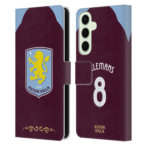 Aston Villa Football Club 2025/26 Players Home Kit Youri Tielemans Leather Book Wallet Case Cover For Samsung Galaxy S25+