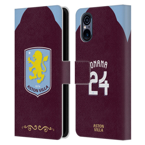 Aston Villa Football Club 2025/26 Players Home Kit Amadou Onana Leather Book Wallet Case Cover For Sony Xperia 5 V 5G