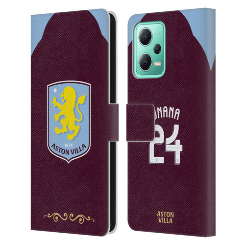 Aston Villa Football Club 2025/26 Players Home Kit Amadou Onana Leather Book Wallet Case Cover For Xiaomi Redmi Note 12 5G