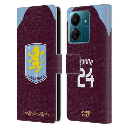 Aston Villa Football Club 2025/26 Players Home Kit Amadou Onana Leather Book Wallet Case Cover For Xiaomi Redmi 13C 4G