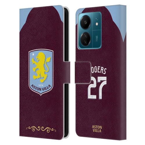 Aston Villa Football Club 2025/26 Players Home Kit Morgan Rogers Leather Book Wallet Case Cover For Xiaomi Redmi 13C 4G