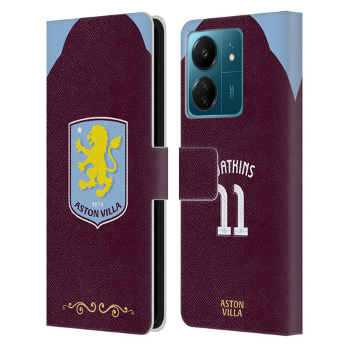 Aston Villa Football Club 2025/26 Players Home Kit Ollie Watkins Leather Book Wallet Case Cover For Xiaomi Redmi 13C 4G