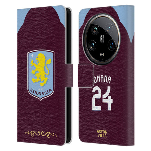 Aston Villa Football Club 2025/26 Players Home Kit Amadou Onana Leather Book Wallet Case Cover For Xiaomi 14 Ultra