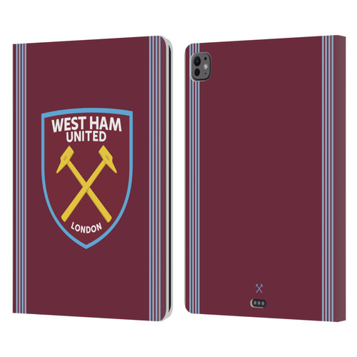 West Ham United FC 2025/26 Crest Kit Home Leather Book Wallet Case Cover For Apple iPad Pro 13 M4 2024
