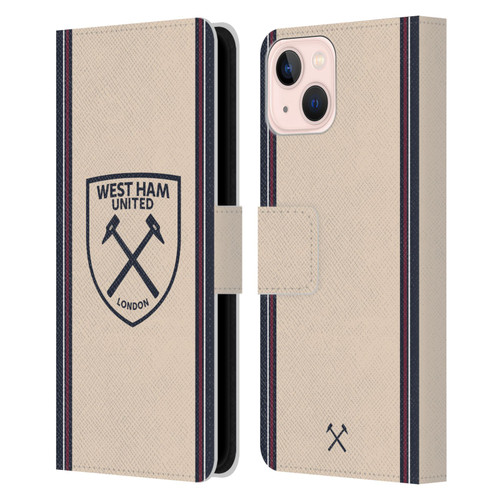 West Ham United FC 2025/26 Crest Kit Away Leather Book Wallet Case Cover For Apple iPhone 13