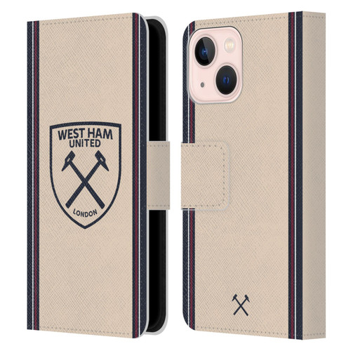 West Ham United FC 2025/26 Crest Kit Away Leather Book Wallet Case Cover For Apple iPhone 13 Mini