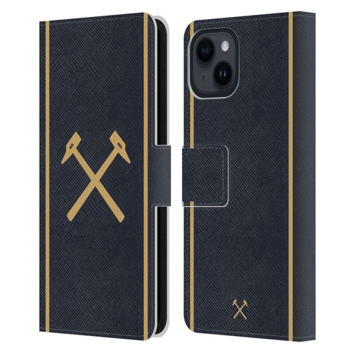West Ham United FC 2025/26 Crest Kit Third Leather Book Wallet Case Cover For Apple iPhone 15