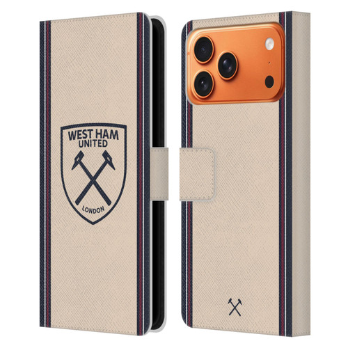 West Ham United FC 2025/26 Crest Kit Away Leather Book Wallet Case Cover For Apple iPhone 17 Pro Max