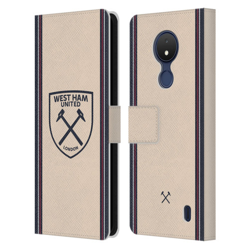 West Ham United FC 2025/26 Crest Kit Away Leather Book Wallet Case Cover For Nokia C21
