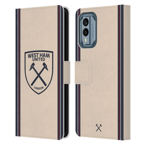 West Ham United FC 2025/26 Crest Kit Away Leather Book Wallet Case Cover For Nokia X30