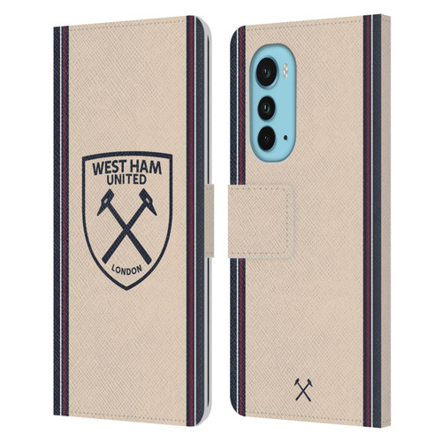 West Ham United FC 2025/26 Crest Kit Away Leather Book Wallet Case Cover For Motorola Edge (2022)