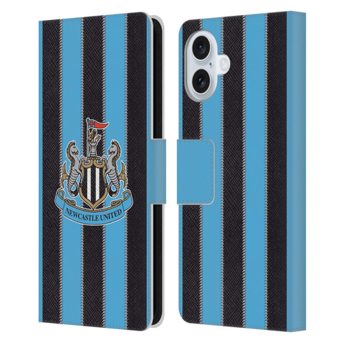 Newcastle United Football Club 2025/26 Crest Kit Home Leather Book Wallet Case Cover For Apple iPhone 16 Plus