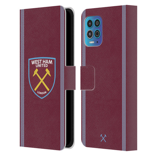 West Ham United FC 2025/26 Crest Kit Home Leather Book Wallet Case Cover For Motorola Moto G100