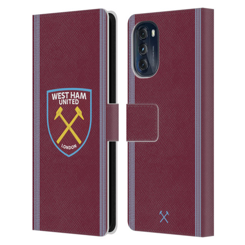 West Ham United FC 2025/26 Crest Kit Home Leather Book Wallet Case Cover For Motorola Moto G (2022)