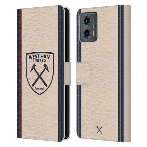 West Ham United FC 2025/26 Crest Kit Away Leather Book Wallet Case Cover For Motorola Moto G (2023)
