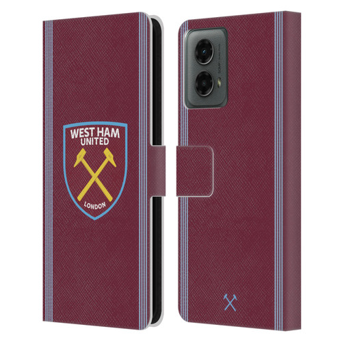 West Ham United FC 2025/26 Crest Kit Home Leather Book Wallet Case Cover For Motorola Moto G (2024)