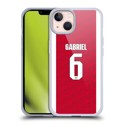 Arsenal FC 2025/26 Players Home Kit Gabriel Magalhães Soft Gel Case for Apple iPhone 13