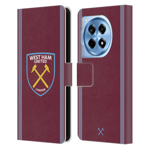 West Ham United FC 2025/26 Crest Kit Home Leather Book Wallet Case Cover For OnePlus 12R
