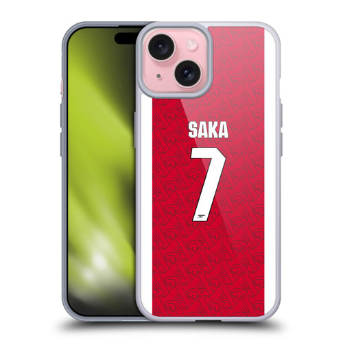 Arsenal FC 2025/26 Players Home Kit Bukayo Saka Soft Gel Case for Apple iPhone 15