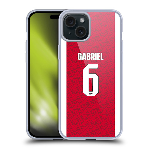 Arsenal FC 2025/26 Players Home Kit Gabriel Magalhães Soft Gel Case for Apple iPhone 15 Plus Arsenal FC 2025/26 Players Home Kit Gabriel Magalhães Soft Gel Case for Apple iPhone 15 Plus