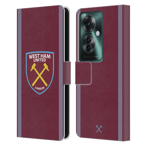 West Ham United FC 2025/26 Crest Kit Home Leather Book Wallet Case Cover For OPPO Reno11 F 5G / F25 Pro 5G West Ham United FC 2025/26 Crest Kit Home Leather Book Wallet Case Cover For OPPO Reno11 F 5G / F25 Pro 5G