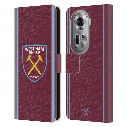 West Ham United FC 2025/26 Crest Kit Home Leather Book Wallet Case Cover For OPPO Reno11 Pro