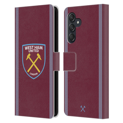 West Ham United FC 2025/26 Crest Kit Home Leather Book Wallet Case Cover For Samsung Galaxy M55 5G