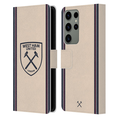 West Ham United FC 2025/26 Crest Kit Away Leather Book Wallet Case Cover For Samsung Galaxy S23 Ultra 5G