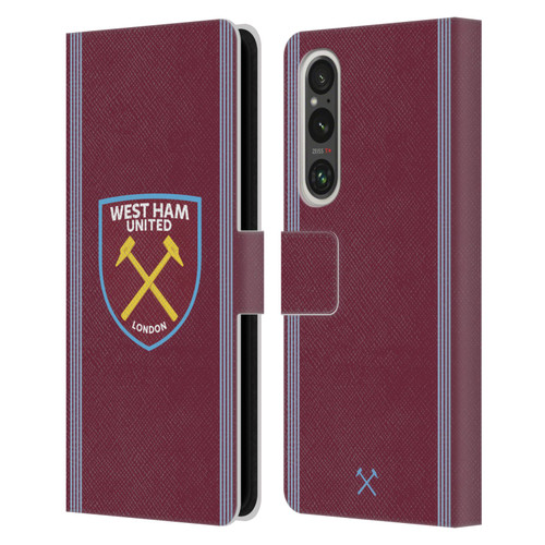West Ham United FC 2025/26 Crest Kit Home Leather Book Wallet Case Cover For Sony Xperia 1 V 5G