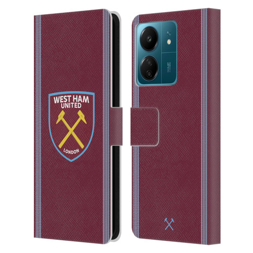 West Ham United FC 2025/26 Crest Kit Home Leather Book Wallet Case Cover For Xiaomi Redmi 13C 4G