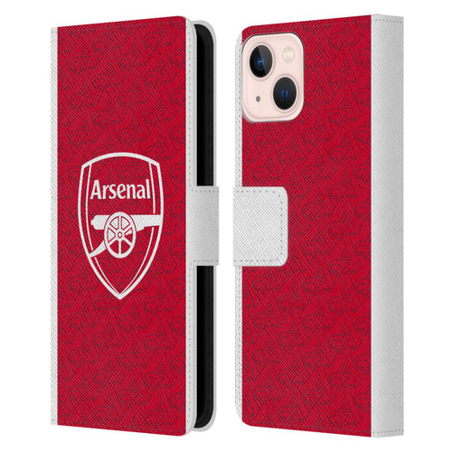Arsenal FC 2025/26 Kit Home Leather Book Wallet Case Cover For Apple iPhone 13