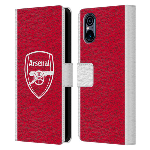 Arsenal FC 2025/26 Kit Home Leather Book Wallet Case Cover For Sony Xperia 5 V 5G