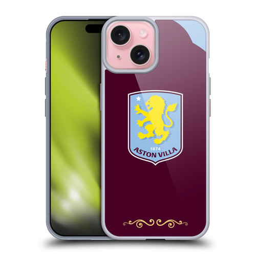 Aston Villa Football Club 2025/26 Crest Kit Home Soft Gel Case for Apple iPhone 15