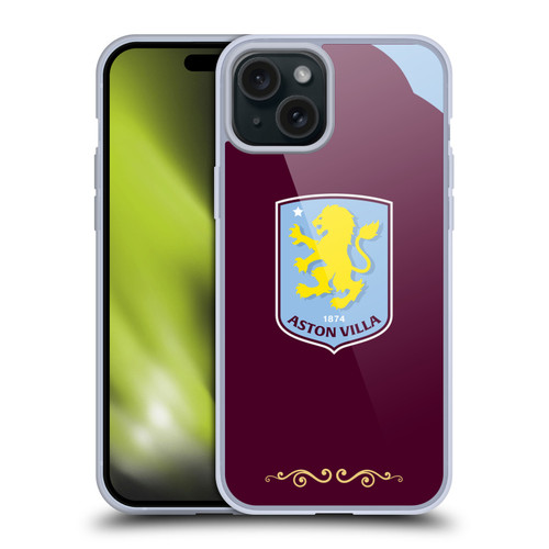 Aston Villa Football Club 2025/26 Crest Kit Home Soft Gel Case for Apple iPhone 15 Plus