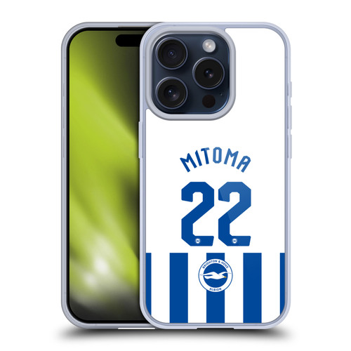 Brighton & Hove Albion F.C 2025/26 Players Home Kit Kaoru Mitoma Soft Gel Case for Apple iPhone 15 Pro