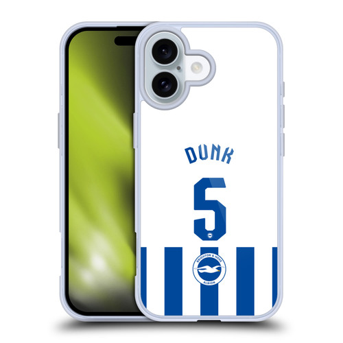 Brighton & Hove Albion F.C 2025/26 Players Home Kit Lewis Dunk Soft Gel Case for Apple iPhone 16