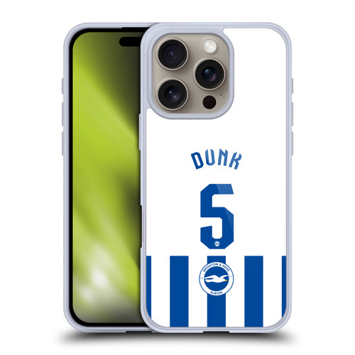 Brighton & Hove Albion F.C 2025/26 Players Home Kit Lewis Dunk Soft Gel Case for Apple iPhone 16 Pro