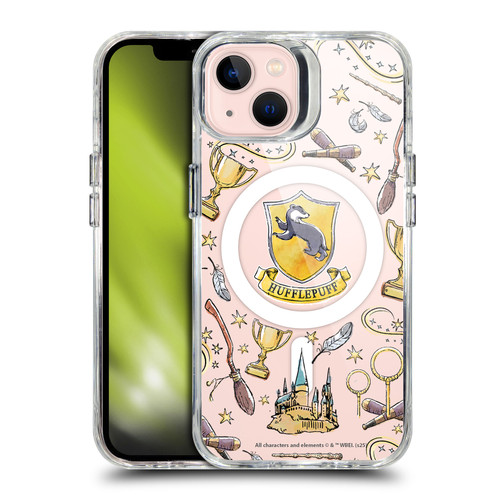 Harry Potter Magical Icons Hufflepuff Pattern SHOCKPROOF BUMPER CASE COMPATIBLE WITH Apple iPhone 13 & MAGSAFE