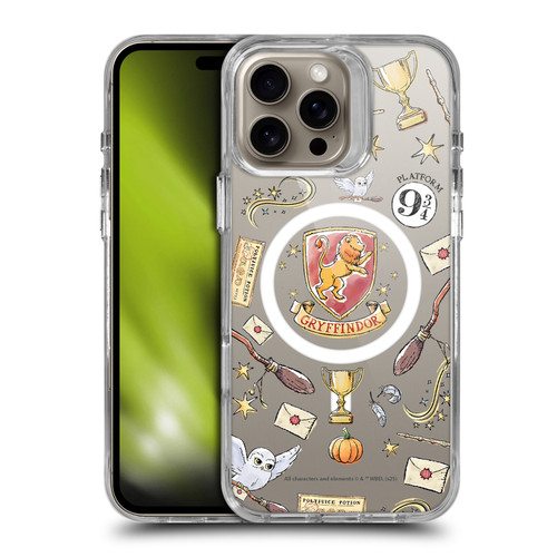 Harry Potter Magical Icons Gryffindor Pattern SHOCKPROOF BUMPER CASE COMPATIBLE WITH Apple iPhone 16 Pro Max & MAGSAFE