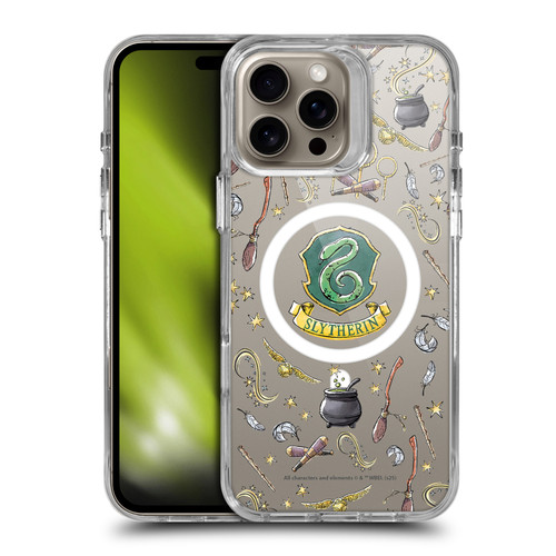 Harry Potter Magical Icons Slytherin Pattern SHOCKPROOF BUMPER CASE COMPATIBLE WITH Apple iPhone 16 Pro Max & MAGSAFE