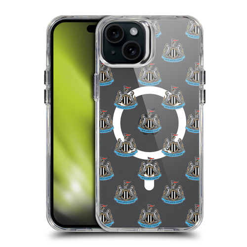 Newcastle United Football Club Logo Icon Pattern SHOCKPROOF BUMPER CASE COMPATIBLE WITH  & MAGSAFE Apple iPhone 15 Plus