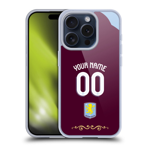 Aston Villa Football Club Custom 2025/26 Trikot Home Soft Gel Case for Apple iPhone 15 Pro