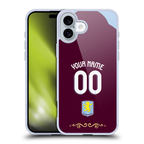 Aston Villa Football Club Custom 2025/26 Trikot Home Soft Gel Case for Apple iPhone 16 Plus