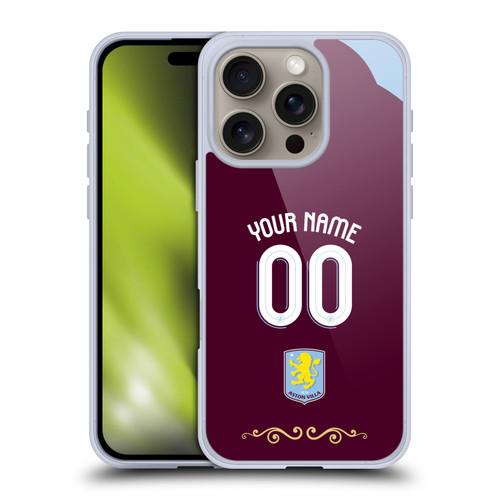 Aston Villa Football Club Custom 2025/26 Trikot Home Soft Gel Case for Apple iPhone 16 Pro