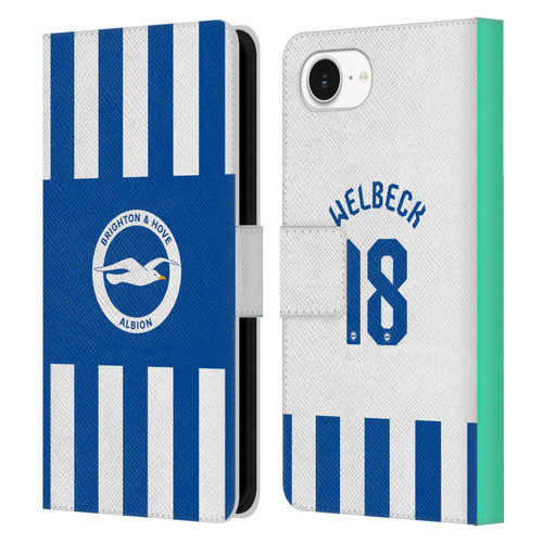 Brighton & Hove Albion F.C 2025/26 Players Home Kit Danny Welbeck Leather Book Wallet Case Cover For Apple iPhone 16e