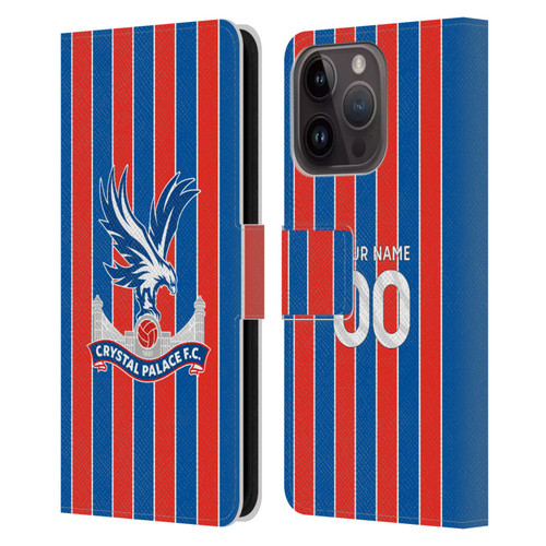 Custom Customised Personalised Crystal Palace Football Club 2025/26 Kit Home Leather Book Wallet Case Cover For Apple iPhone 15 Pro
